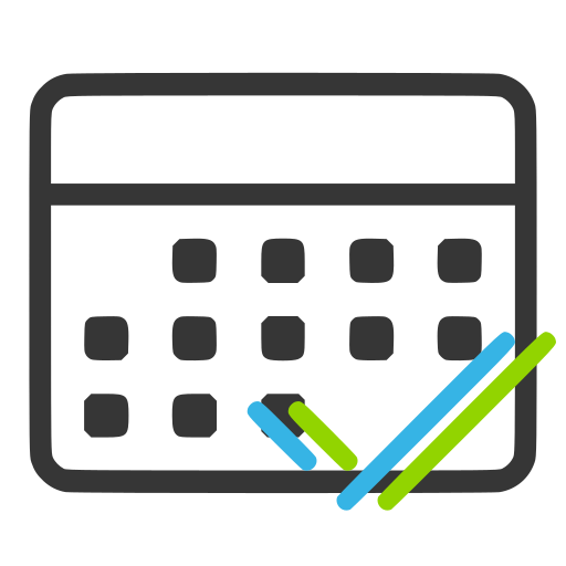 Gráfico de calendario con dos palomitas celeste y verde