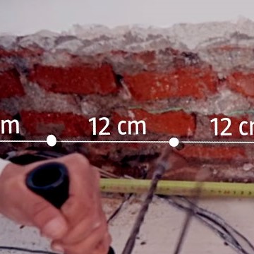 Pared siendo taladrada para inyección de resinas